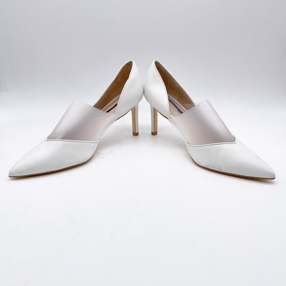 Stuart Weiztman White Leather Feminine Cutout Wedding Dress High Heels Size 7.5 - Picture 8 of 12
